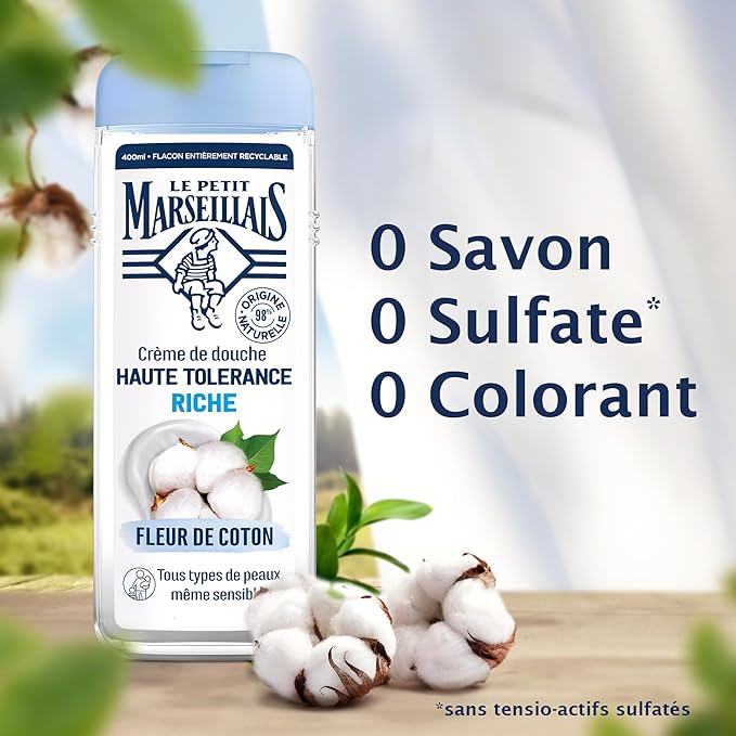 Crème de Douche Haute Tolérance Riche Fleur de Coton