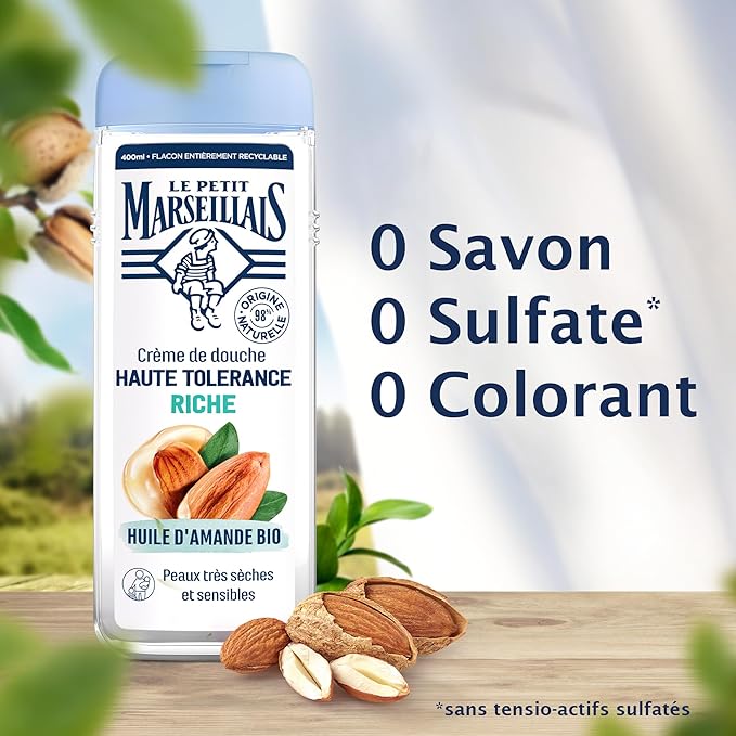 Crème de Douche Haute Tolérance Riche Huile d’Amande Bio